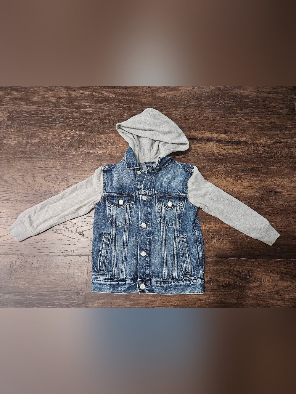 Kids Size S Denim Hooded Jacket